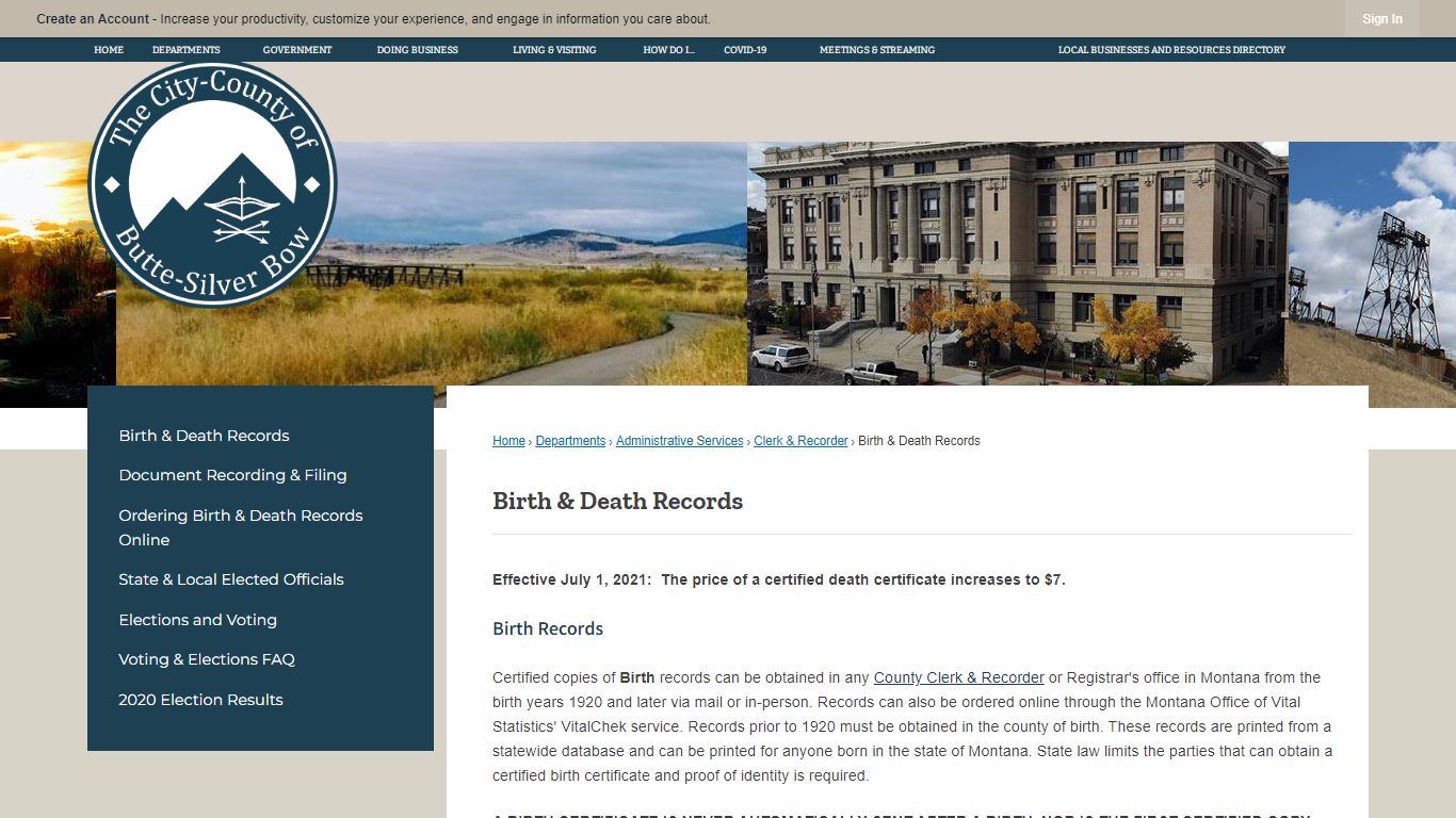 Birth & Death Records | City and County of Butte-Silver ...