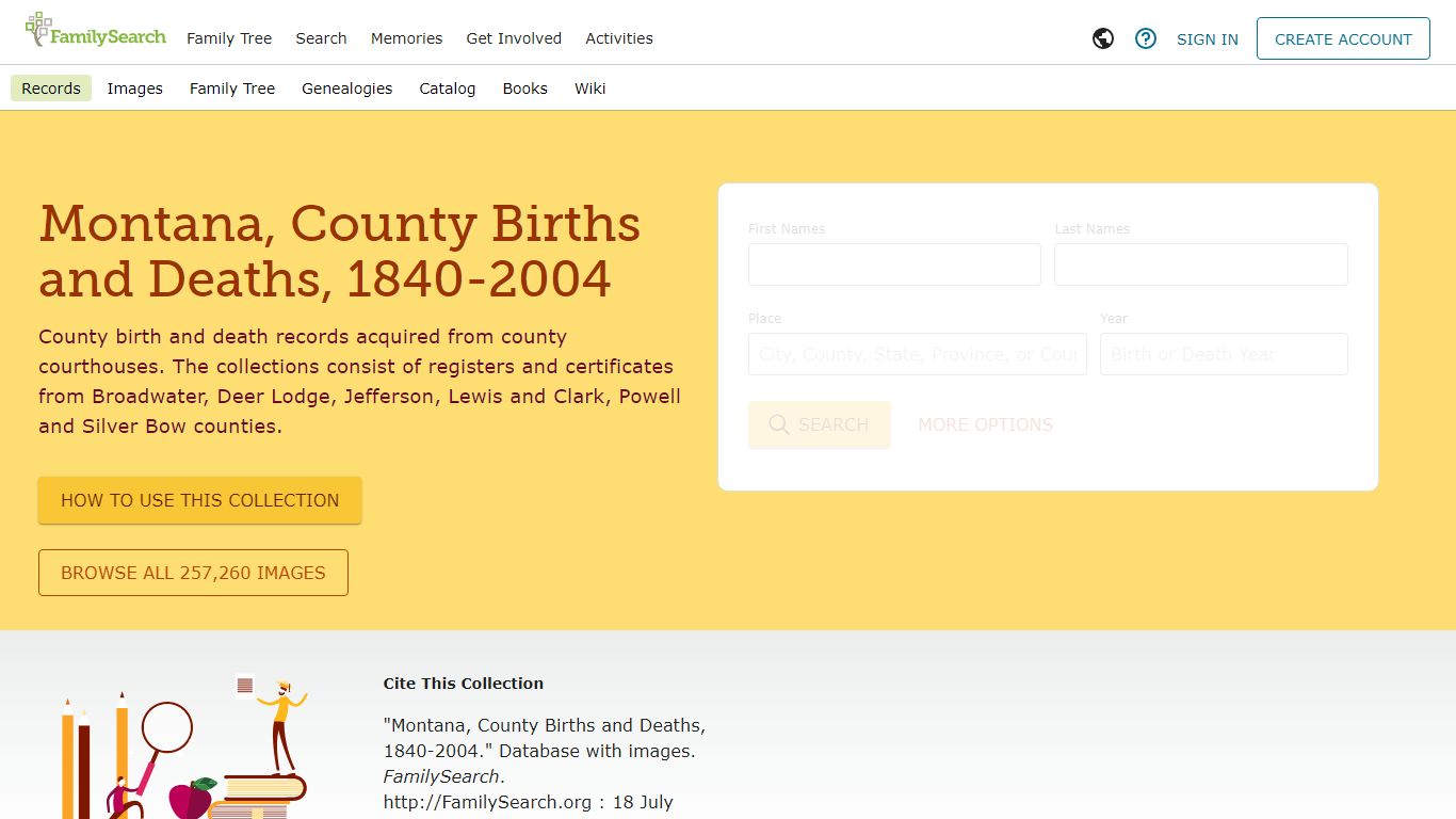 Montana, County Births and Deaths, 1840-2004 • FamilySearch