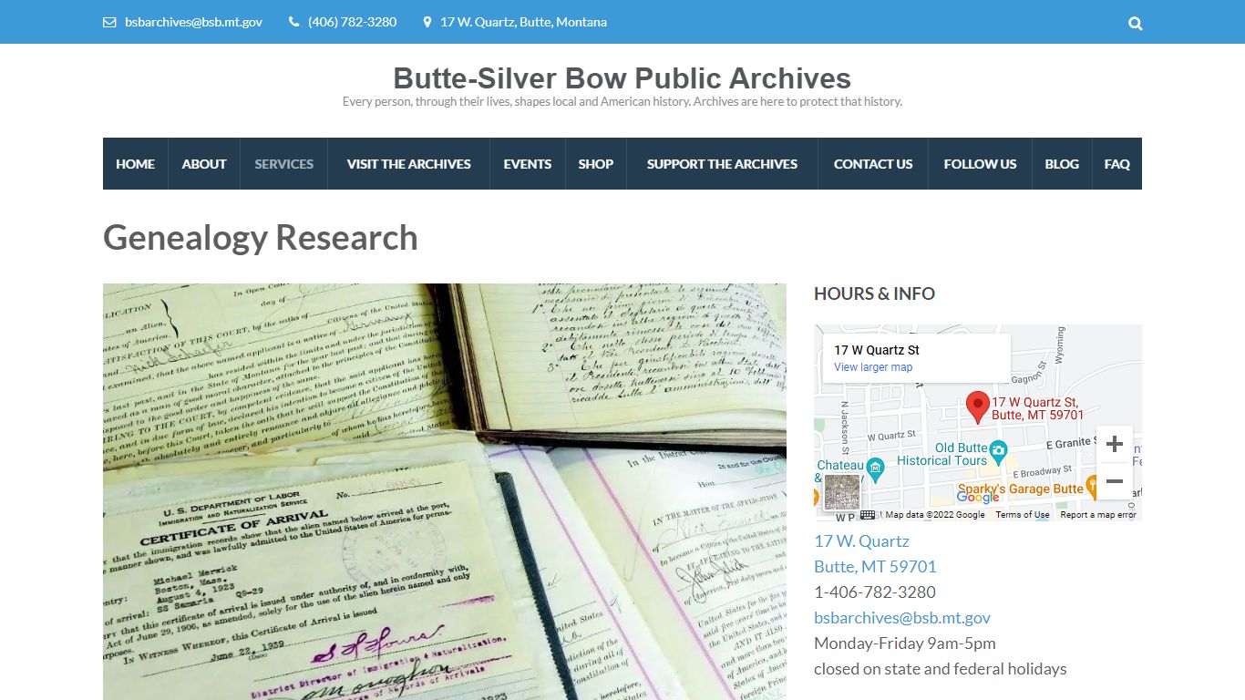 Genealogy Research – Butte-Silver Bow Public Archives